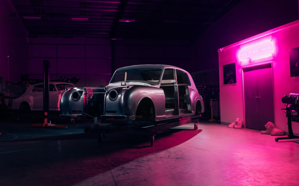 A Rolls-Royce Phantom V being prepared for an electric conversion