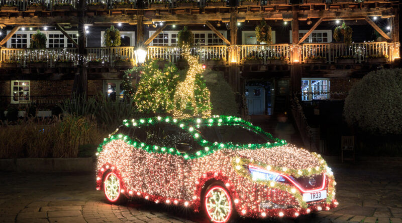 Nissan Leaf as a Christmas tree