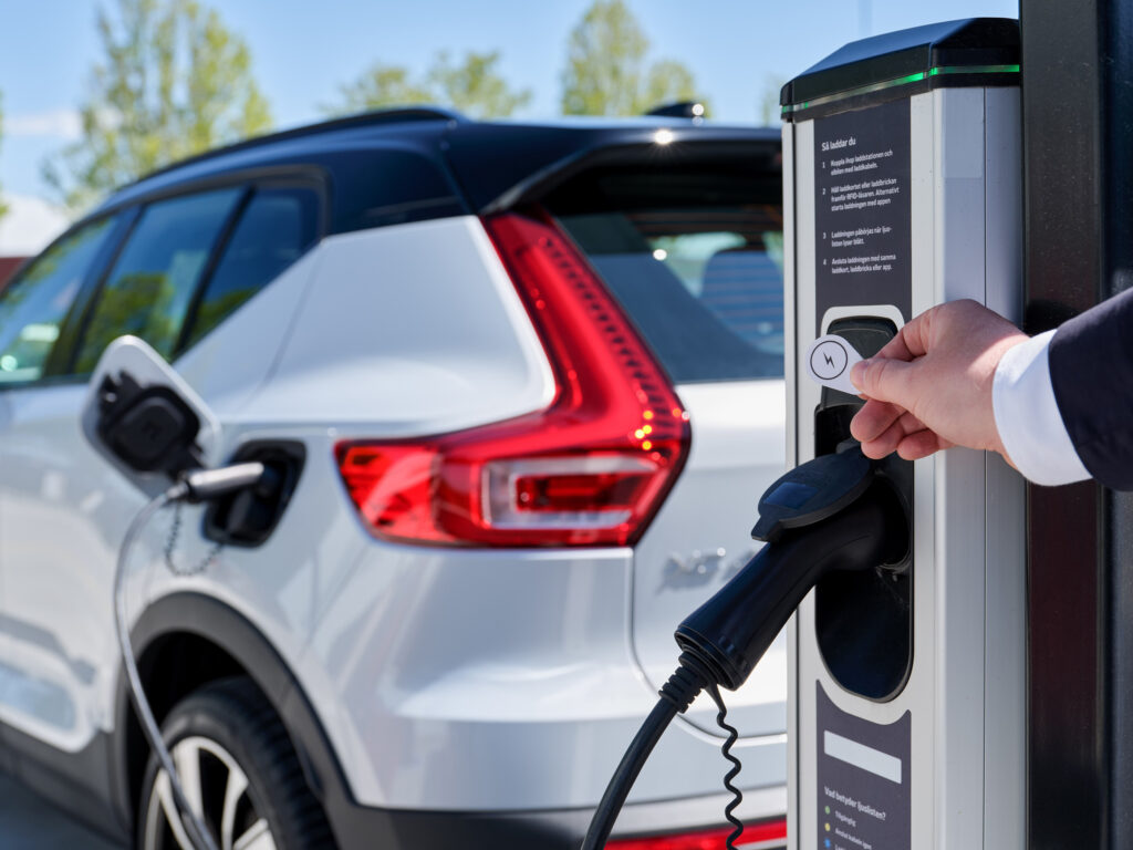 Volvo XC40 charging in Europe as part of the "Plugsurfing" service