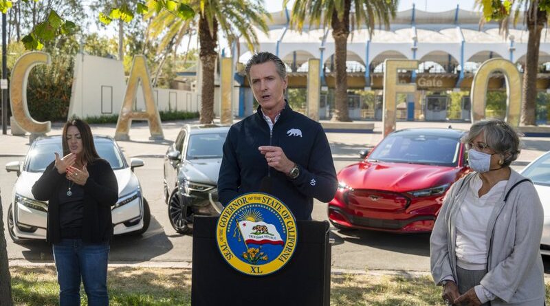 California Governor Gavin Newsom signs an order banning the sale of gasoline-powered cars in California by 2035