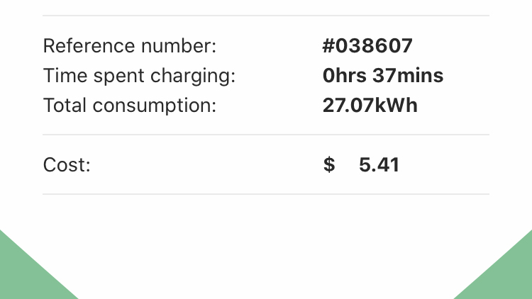 After fast charging, Chargefox app reveals how long you've charged for, the energy sent to the battery and total cost 