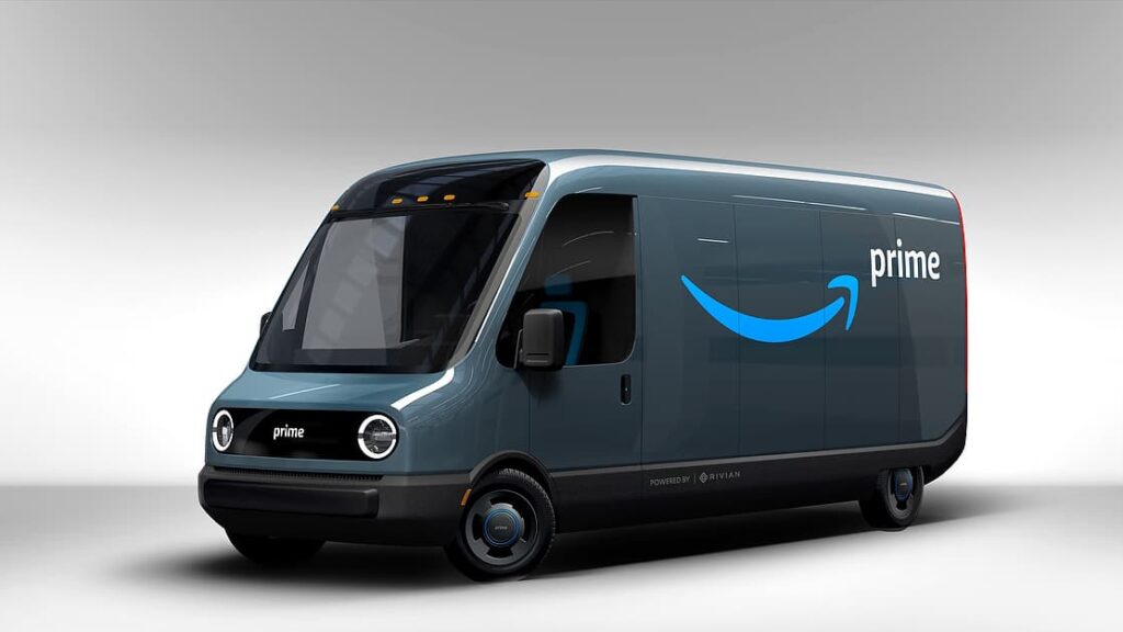 Amazon Prime EVan electric deliver van, which was developed with Rivian