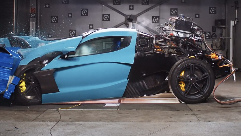Rimac C_Two electric hypercar undergoing crash testing