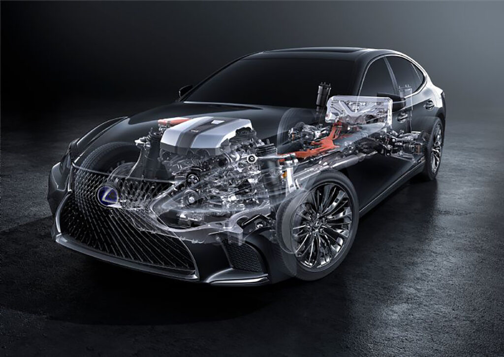 Lexus LS500h hybrid system cutaway