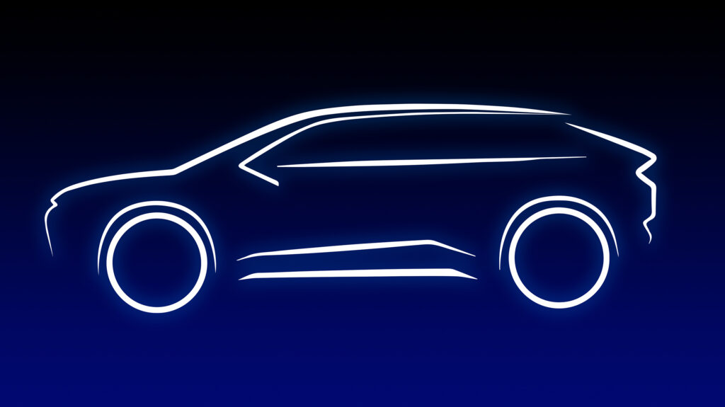 The silhouette of Toyota's new battery electric SUV that will be part of the BZ family