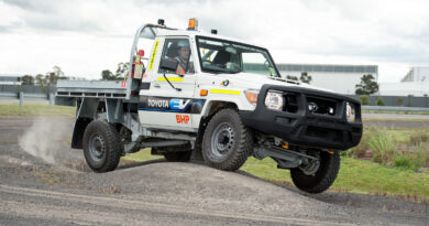 An electric-powered Toyota LandCruiser 70-Series EV being used as part of a trial with mining giant BHP