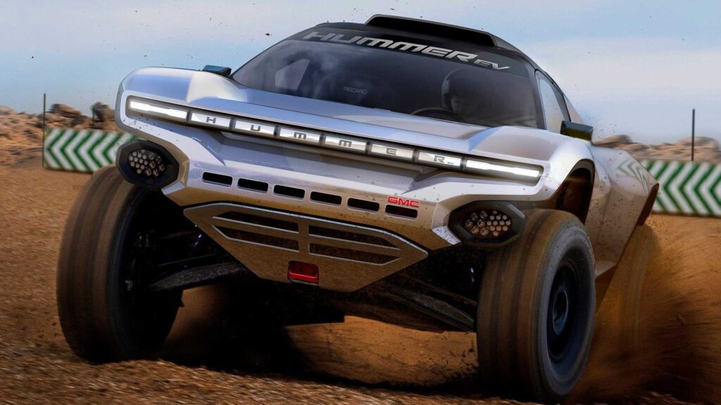 A computer generated image of the GMC Hummer that will race in the Extreme E off-road championship