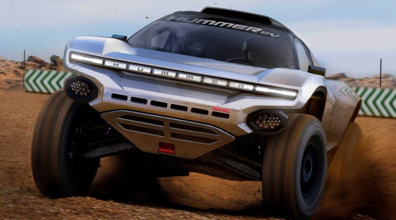 A computer generated image of the GMC Hummer that will race in the Extreme E off-road championship