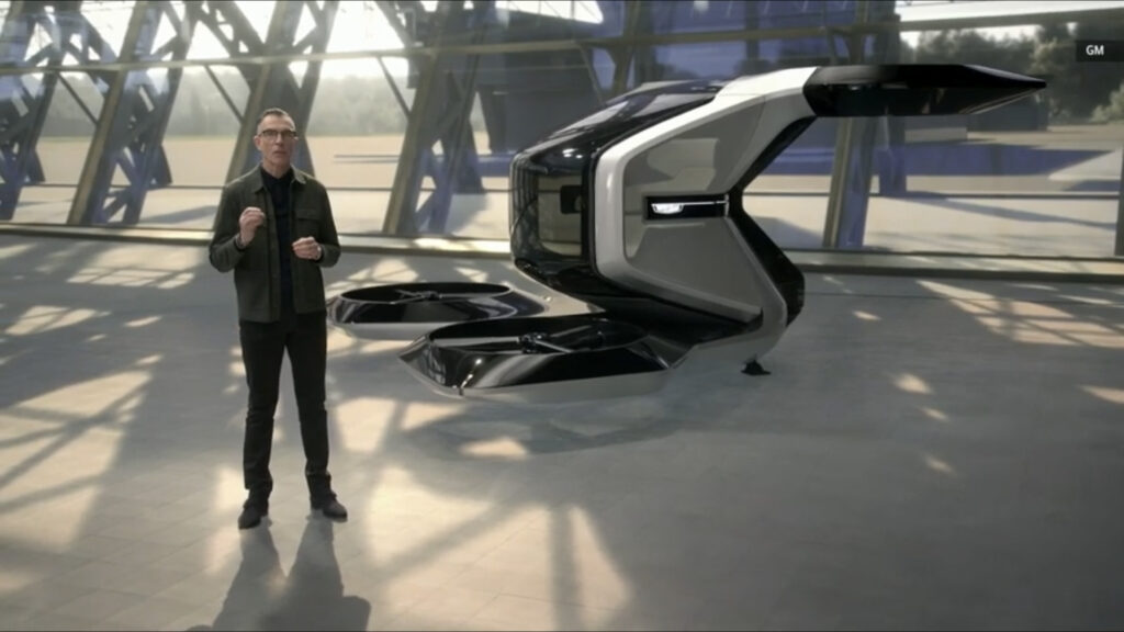 GM design boss Mike Simcoe and the Cadillac eVTOL electric personal flying pod