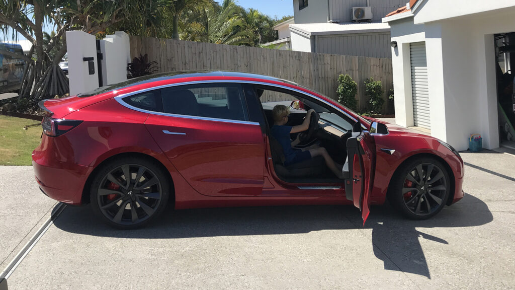 Using the racing game in the 2020 Tesla Model 3 Performance