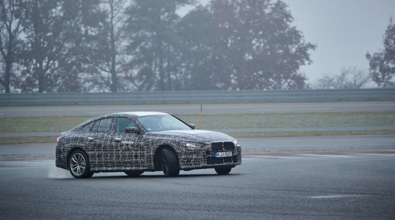 BMW i4 prototype drifting