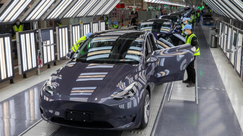 Tesla Model Y assembly at Shanghai Gigafactory