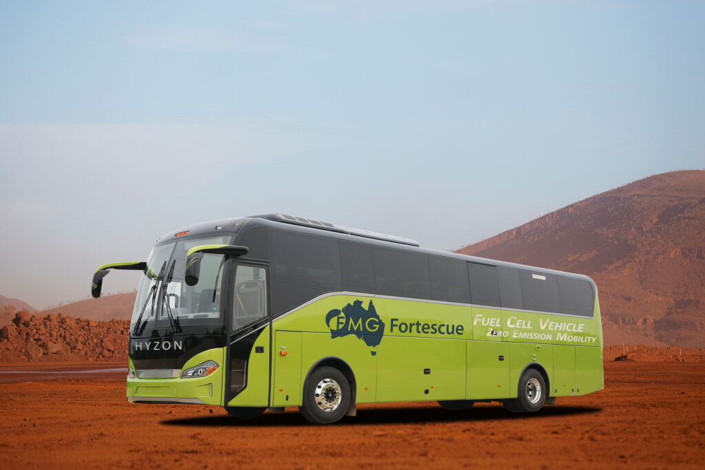 A hydrogen-fuelled Hyzon fuel cell electric vehicle (FCEV) to be used at Fortescue's Christmas Creek mine. Image source: Fortescue Metals Group Ltd