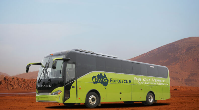 A hydrogen-fuelled Hyzon fuel cell electric vehicle (FCEV) to be used at Fortescue's Christmas Creek mine. Image source: Fortescue Metals Group Ltd