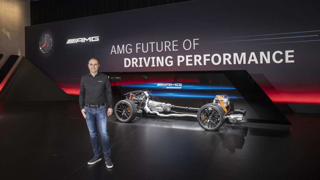 Mercedes-AMG chief technical officer Jochen Hermann at the reveal of the new E Performance hybrid and electric AMG models