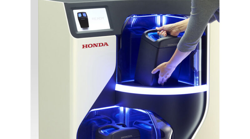Honda's Mobile Power Pack battery swap technology. Honda has joined Yamaha, Piaggio and KTM in forming a Swappable Batteries Consortium for Motorcycles and light Electric Vehicles