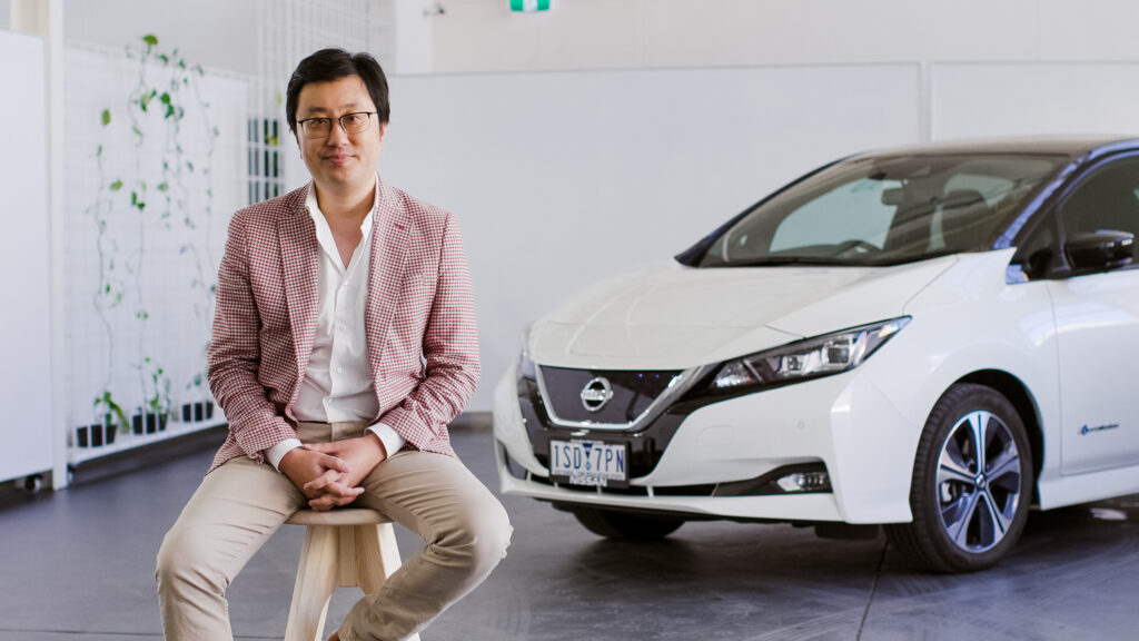 Jet Charge founder and CEO Tim Washington with a Nissan Leaf