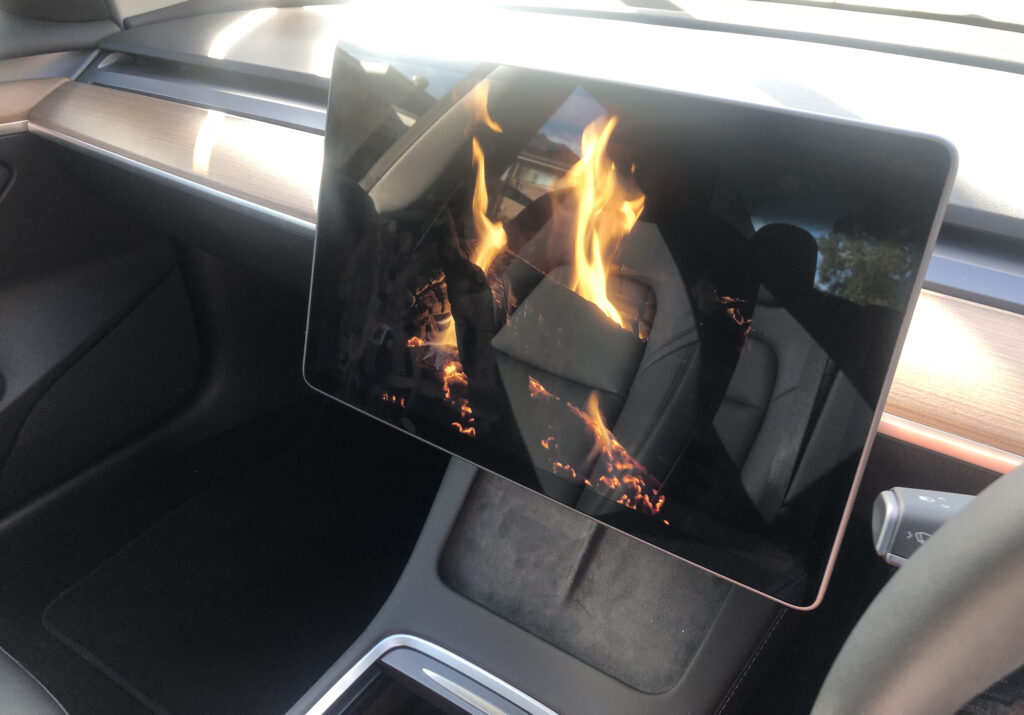 Tesla Model 3 Standard Range Plus has a Romance mode that simulates a log fire