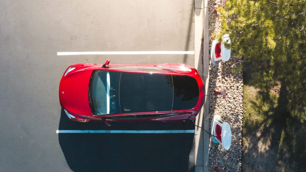 Tesla Model Y at a Supercharger station