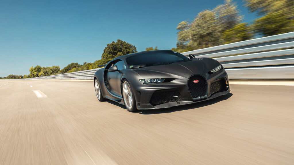 In 2019 the Bugatti Chiron Super Sport 300+ set a world record top speed of 490.484km/h. Bugatti is now part owned by Rimac and Porsche as part of the newly-formed Bugatti Rimac