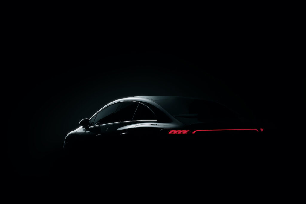Teaser image of the Mercedes-Benz EQE
