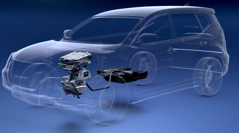 Nissan e-Power graphic showing the components of the series hybrid technology