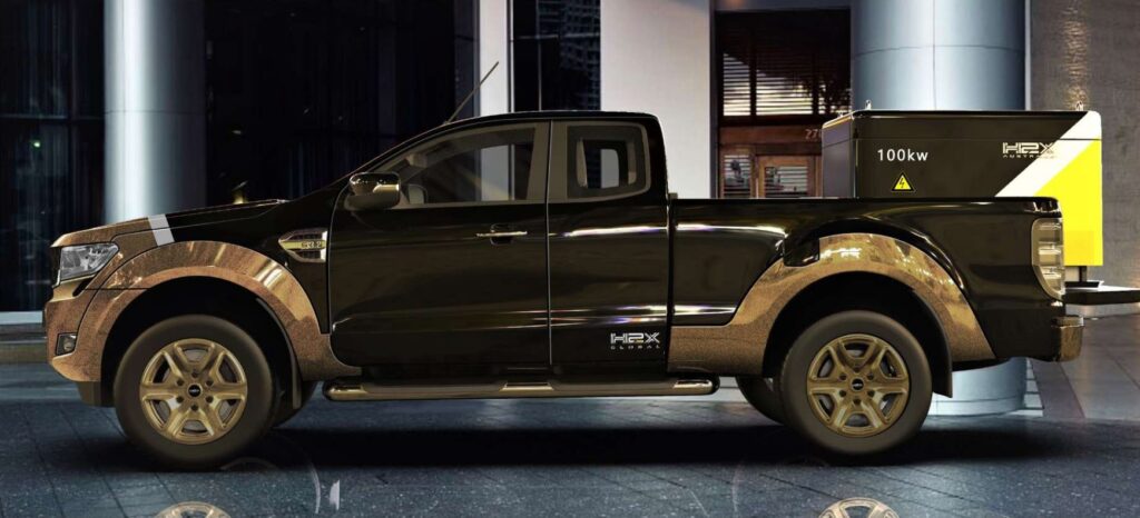 H2X Warrego hydrogen fuel cell ute, which is a conversion of a Ford Ranger