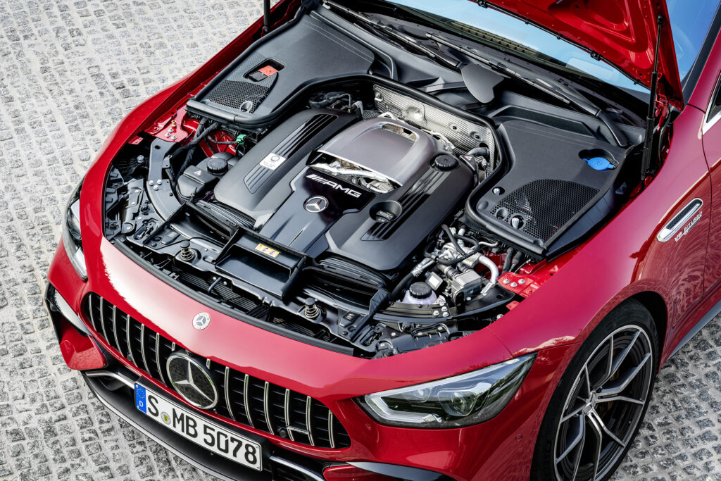2022 Mercedes-AMG GT 63 S E plug-in hybrid engine bay