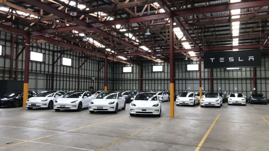 Tesla customer collection facility at Hendra, Brisbane, Queensland