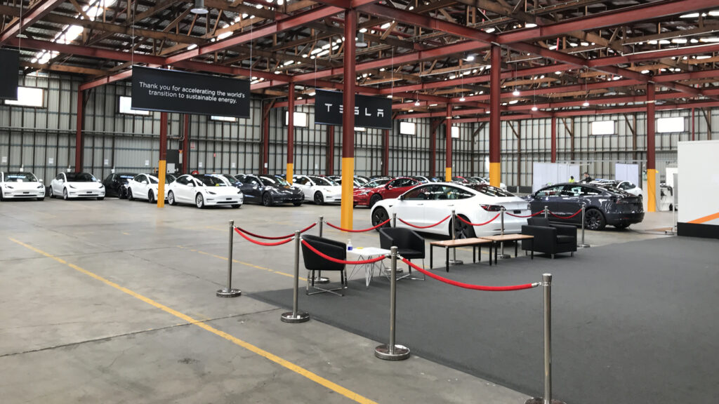 Tesla customer collection facility at Hendra, Brisbane, Queensland