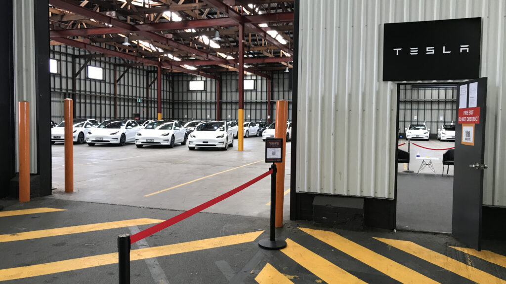 Tesla customer collection facility at Hendra, Brisbane, Queensland