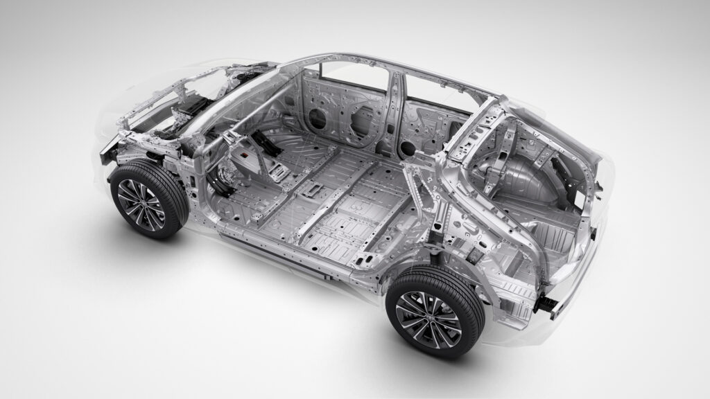 Cutaway showing the Toyota bZ4X body