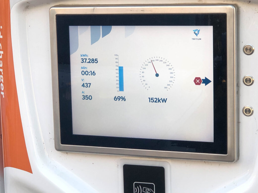 Audi e-Tron 55 charging at a 350kW ultra-rapid charger