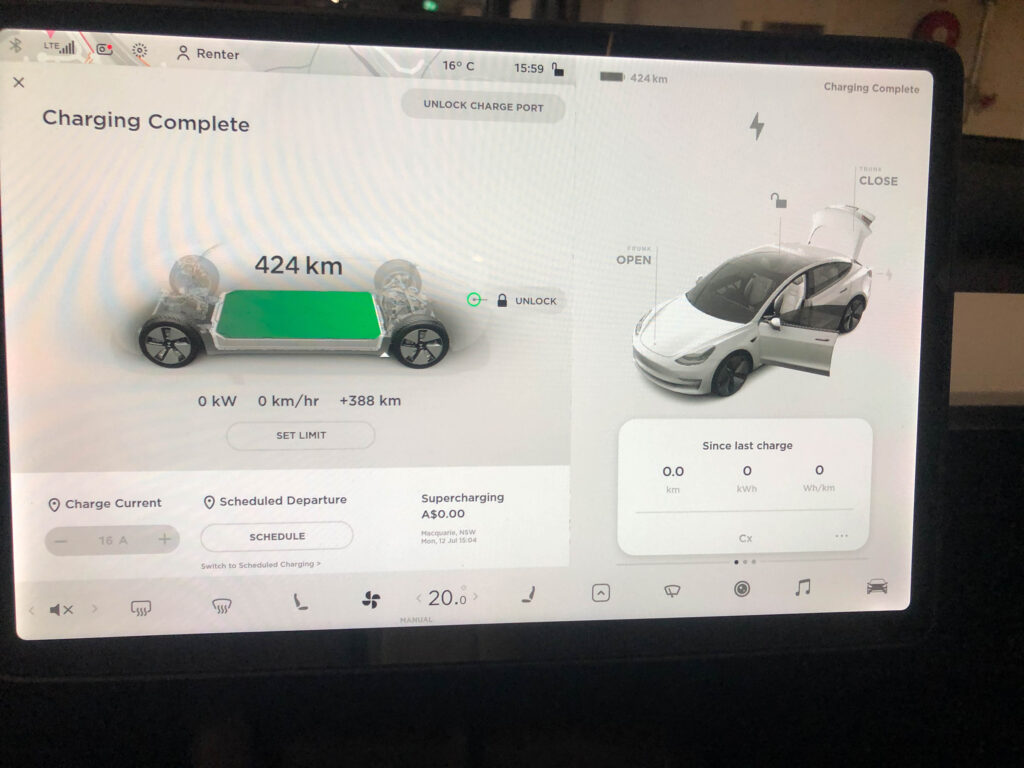 Tesla Model 3 made in China charging display