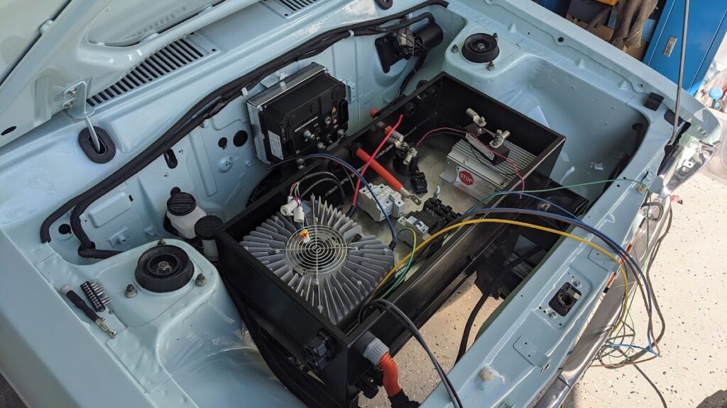 Build photo of Ken Macken's electric 1981 Datsun 1200 ute "Dasla'