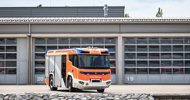 Rosenbauer RT plug-in hybrid fire truck in service with the Berlin fire brigade in Germany