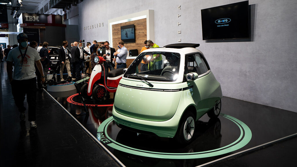 Microlino electric prototype at IAA Mobility show, September 2021
