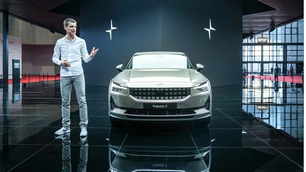 Polestar CEO Thomas Ingenlath with a Polestar 2