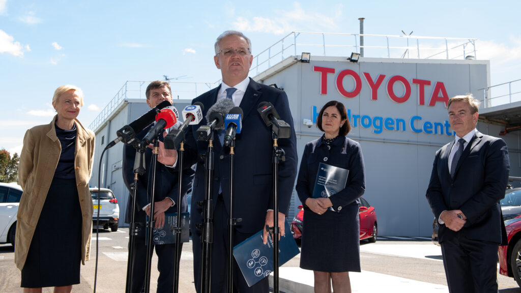 Australian Prime Minister Scott Morrison at the Toyota Hydrogen Centre in Altona