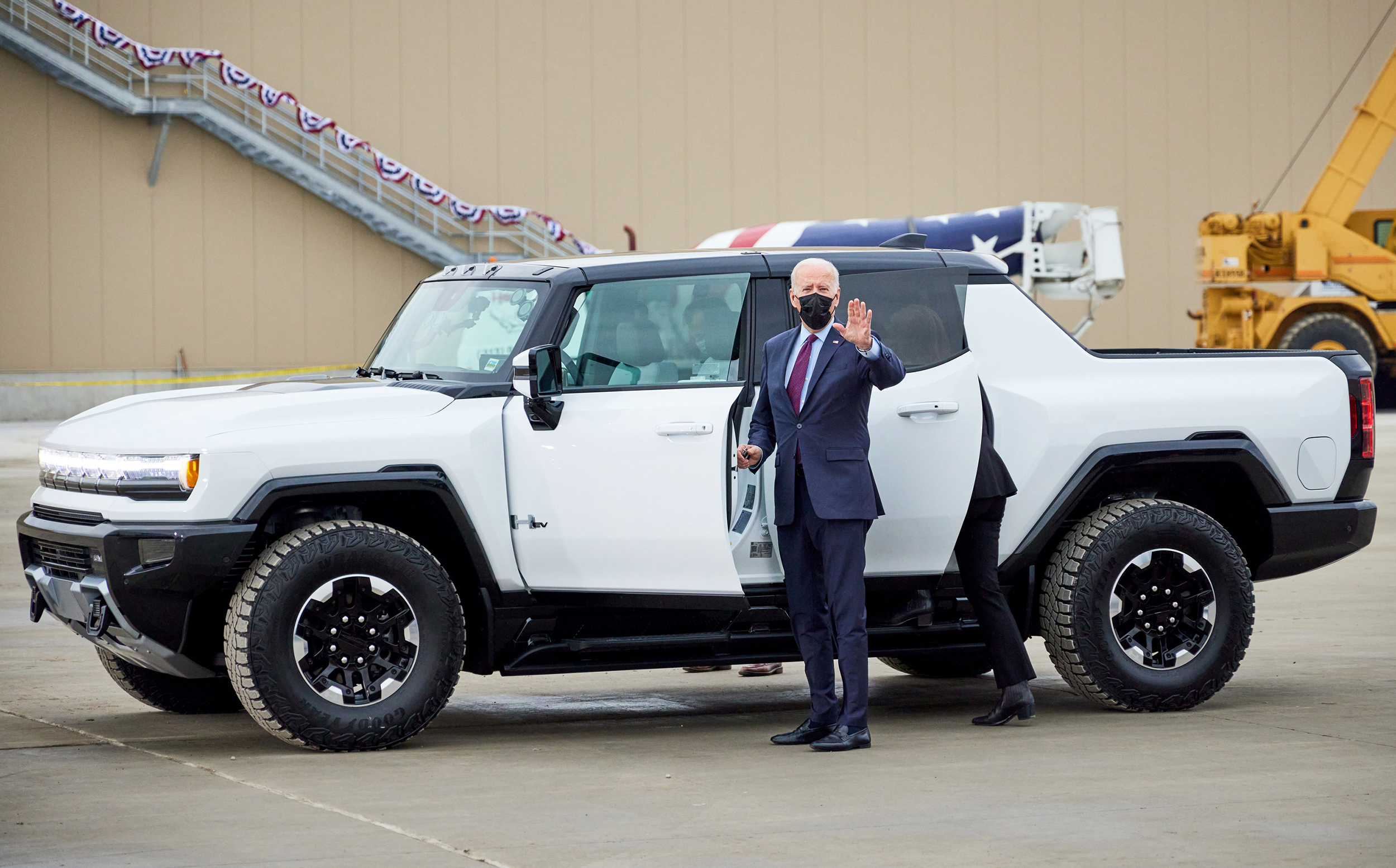US Presiden Joe Biden opening Factory Zero in Detroit where the Hummer EV will be manufactured