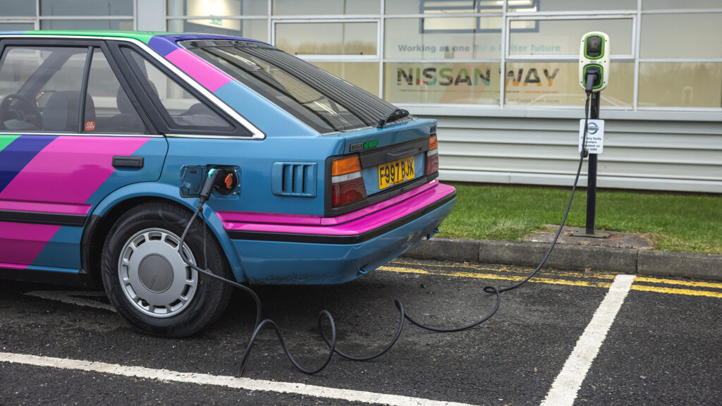 Nissan UK's 'Newbird' is a 1988 Bluebird converted with a Nissan Leaf's electric motor and batteries