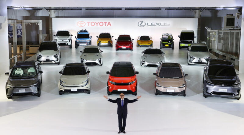 Some of the 30 new Toyota bZ battery electric vehicles due to go into production by 2030