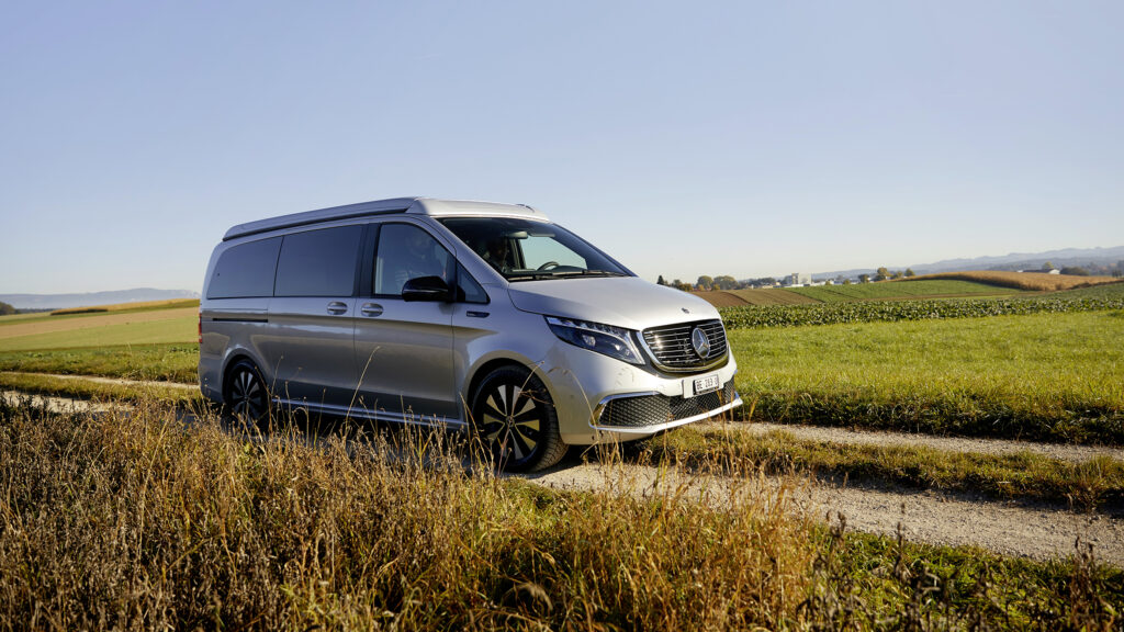 Mercedes-Benz EQV electric camper van with components from Swiss company Sortimo