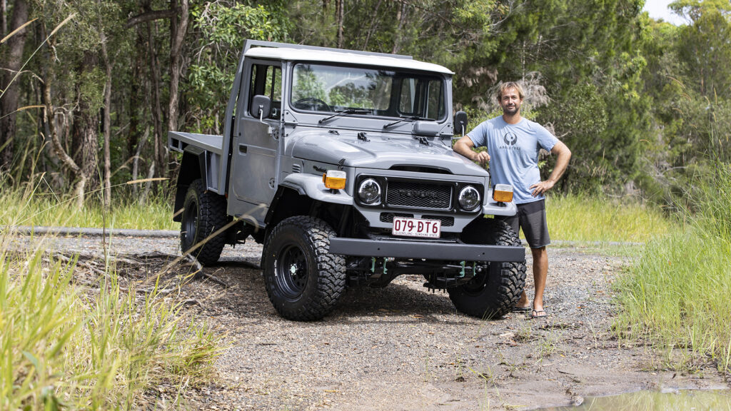 Ken Macken of Future Past EV with his 1979 Toyota LandCruiser HJ45 Pickup with electric conversion