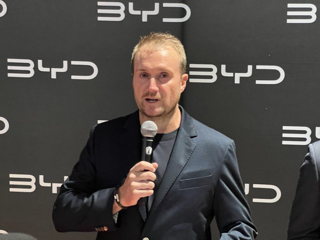 Boss of EVDirect, Luke Todd, at the BYD Aussie brand launch, Darlinghurst, Sydney, 19 Feb 2022