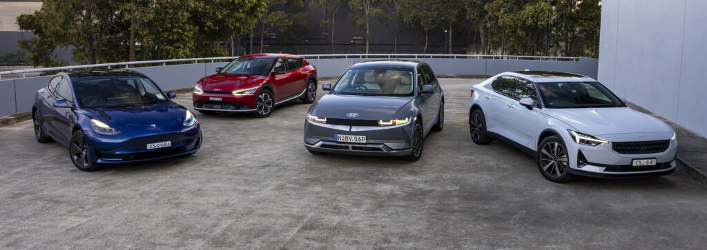 EV comparison test: Tesla Model 3 Rear-Wheel Drive v Kia EV6 Air v Hyundai Ioniq 5 RWD v Polestar 2 Long Range FWD