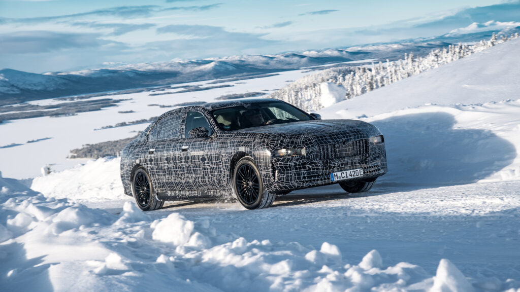 BMW i7 undergoing development testing in the snow