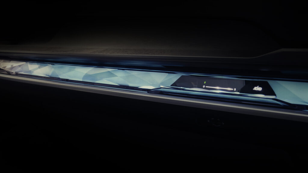 BMW i7 teaser showing the Interactive Bar