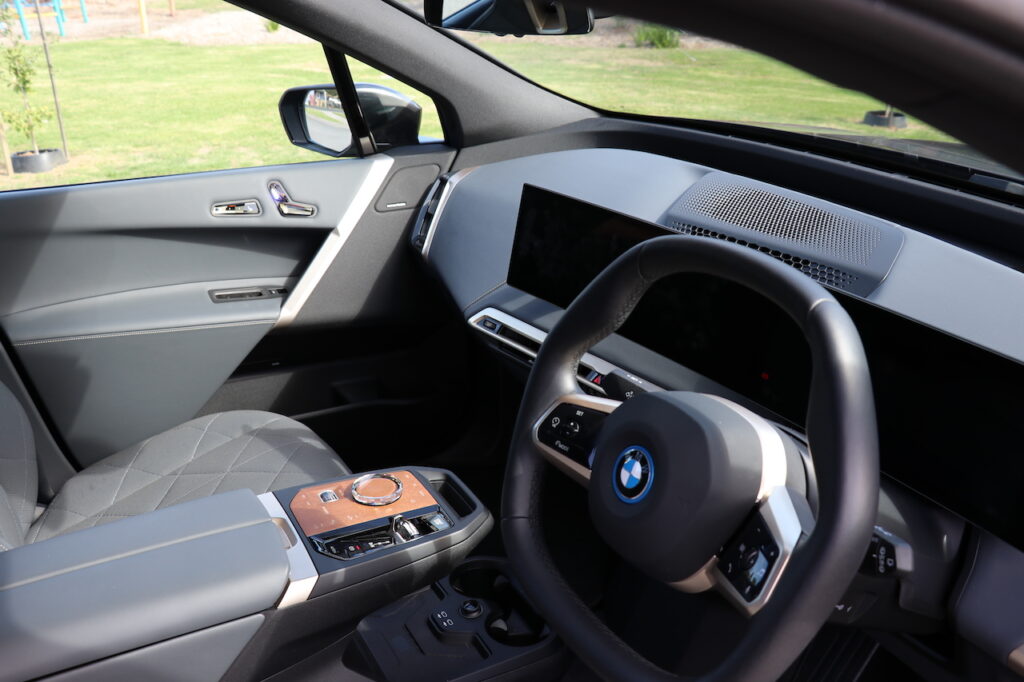 2022 BMW iX xDrive50 Sport dash area.