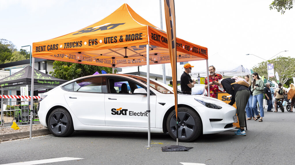 SiXT showing off one of its rental Tesla Model 3s